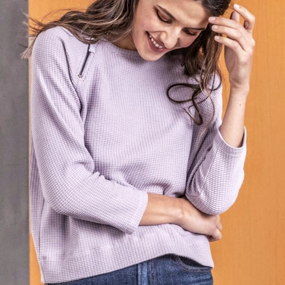 Lilla P Waffle Knit Pullover Lilac Size Large